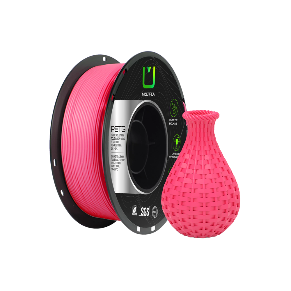 Recan 3D - Filamento Petg Rosa 1kg Multfila Para Impressora 3D 1.75mm Recan 3D - Filamento Petg Rosa 1kg Multfila Para Impressora 3D 1.75mm