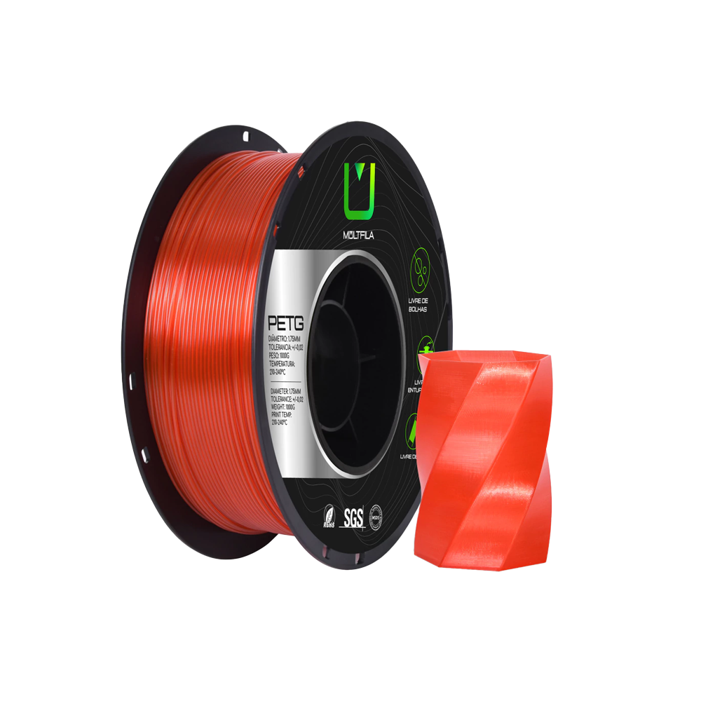 Recan 3D - Filamento Petg Vermelho Translúcido 1kg Multfila Para Impressora 3D 1.75mm Recan 3D - Filamento Petg Vermelho Translúcido 1kg Multfila Para Impressora 3D 1.75mm