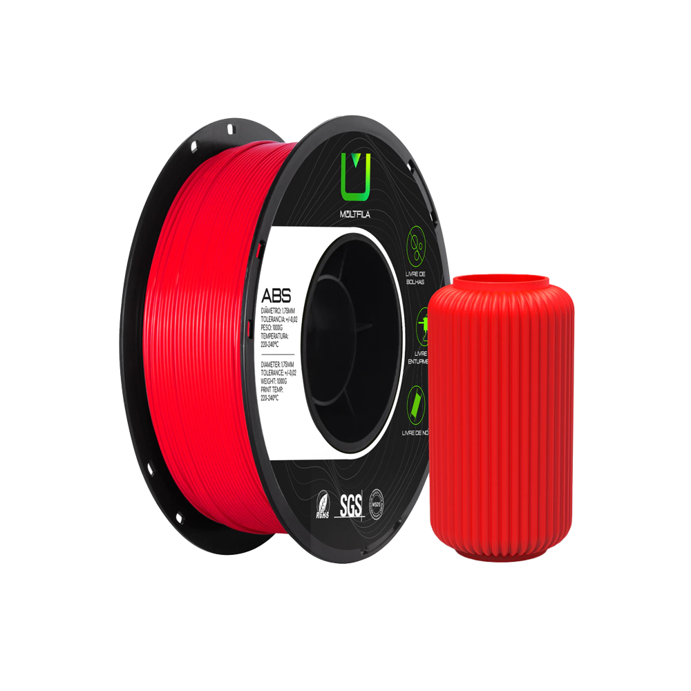 Recan 3d - Filamento ABS Vermelho 1kg Multfila Para Impressora 3D 1.75mm Recan 3d - Filamento ABS Vermelho 1kg Multfila Para Impressora 3D 1.75mm